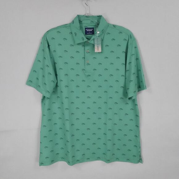 Bermuda Sands Shirt Mens Large Marine Green Polo Adler Golf UPF 50 Alligator - Picture 1 of 16